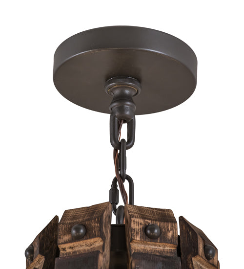 36" Wide Barrel Stave Madera 8 Light Chandelier