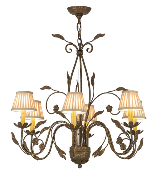 30"W Bordeaux 6 Lt Chandelier