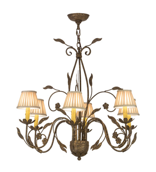 30"W Bordeaux 6 Lt Chandelier