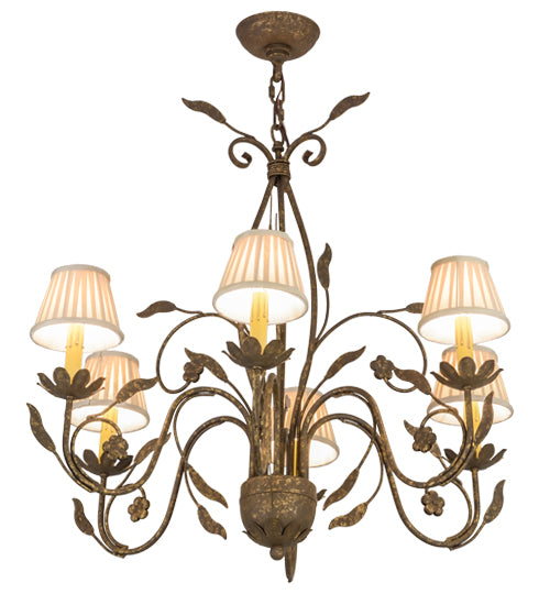 30"W Bordeaux 6 Lt Chandelier