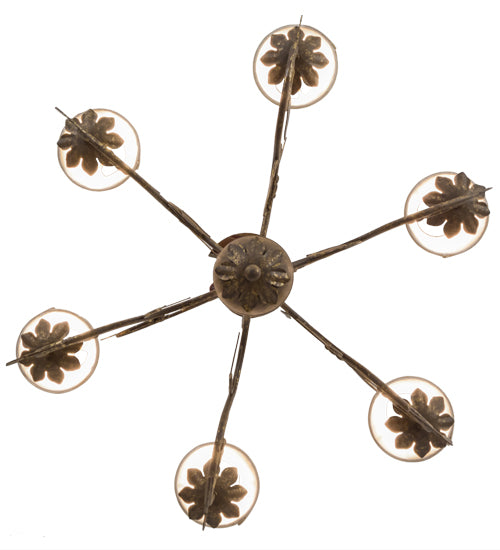 30"W Bordeaux 6 Lt Chandelier