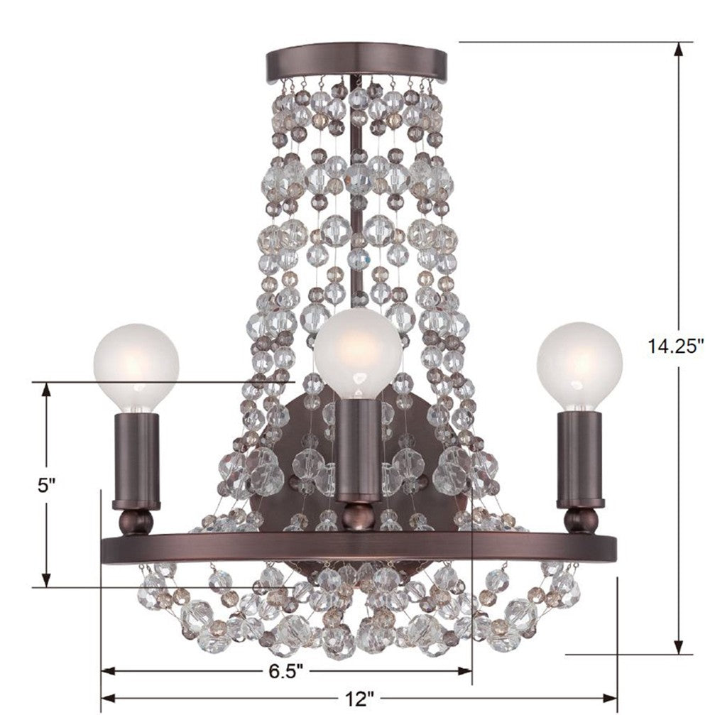 Crystorama Channing 3 Light Hand Cut Crystal Chocolate Bronze Sconce