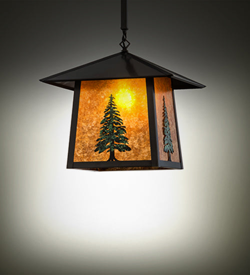 16" Square Stillwater Tall Pine Pendant