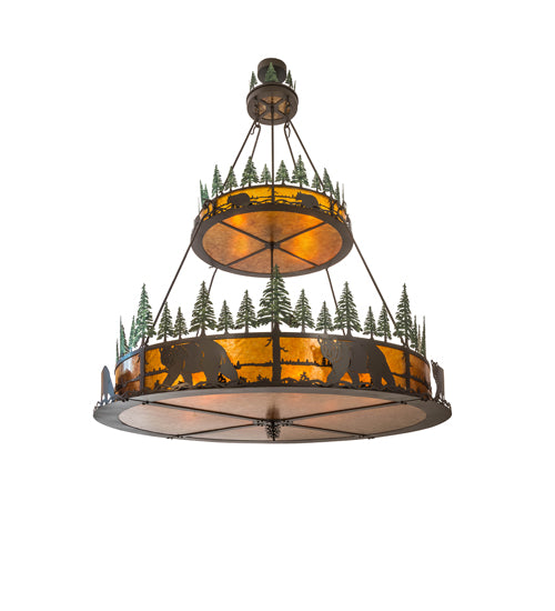 72" Wide Bear In The Woods Two Tier Inverted Pendant