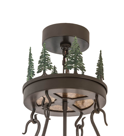 72" Wide Bear In The Woods Two Tier Inverted Pendant