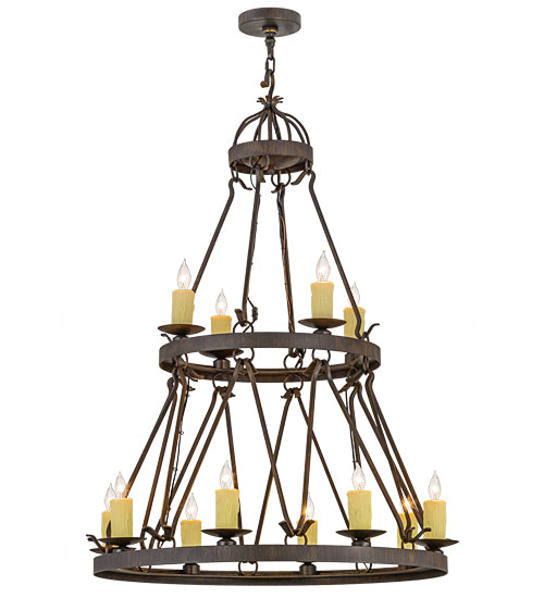 36"W Lakeshore 12 Lt Two Tier Chandelier