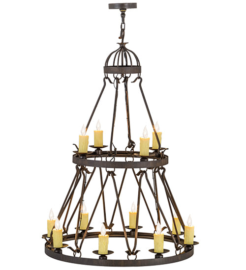 36"W Lakeshore 12 Lt Two Tier Chandelier