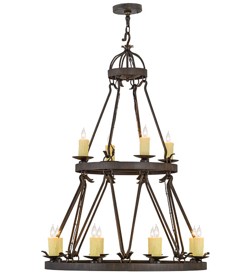 36"W Lakeshore 12 Lt Two Tier Chandelier