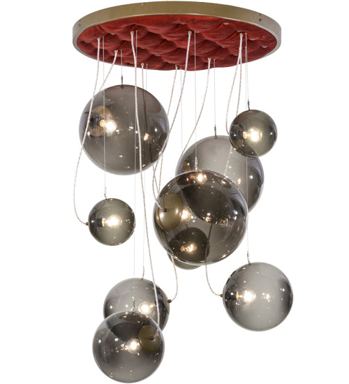 40"W Bola Plush 9 Lt Cascading Pendant