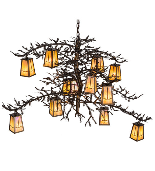 54"W Pine Branch Valley View 12 Lt Chandelier