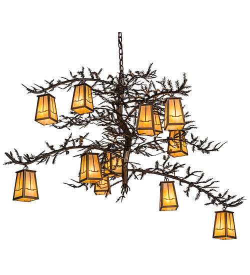 54"W Pine Branch Valley View 12 Lt Chandelier