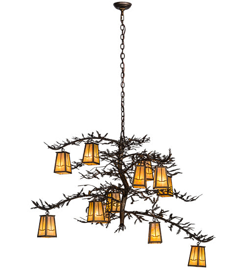 54"W Pine Branch Valley View 12 Lt Chandelier