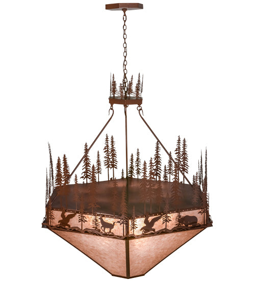 60"W Wildlife At Pine Lake Inverted Pendant