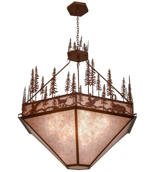 60"W Wildlife At Pine Lake Inverted Pendant