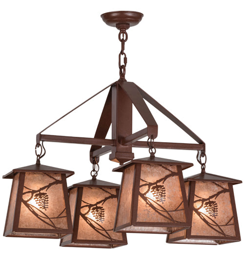 28"W Whispering Pines 4 Lt Chandelier