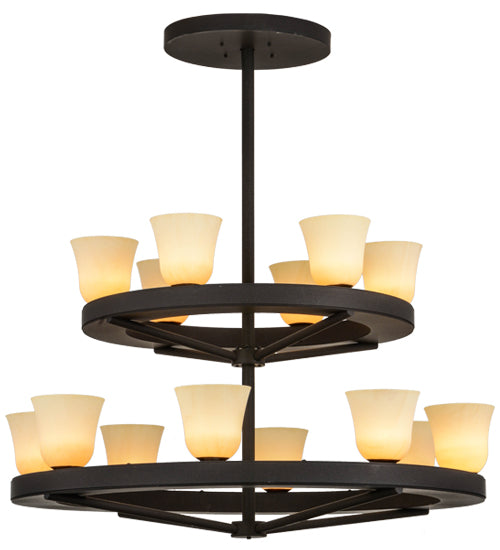 57"W Loxley Piedmont 14 Lt Two Tier Chandelier