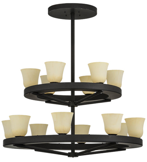 57"W Loxley Piedmont 14 Lt Two Tier Chandelier