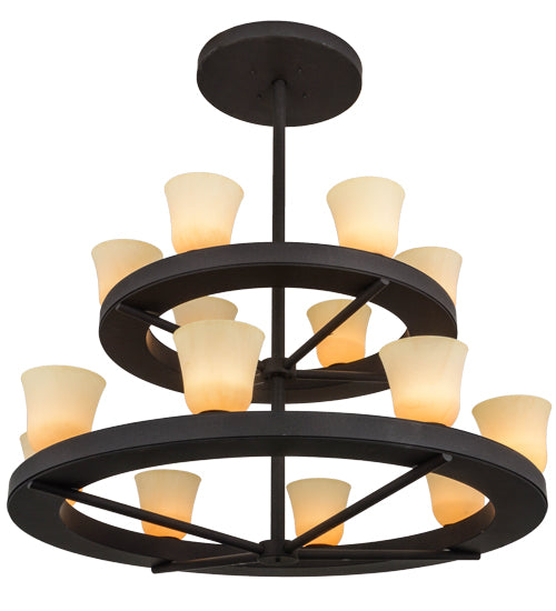 57"W Loxley Piedmont 14 Lt Two Tier Chandelier