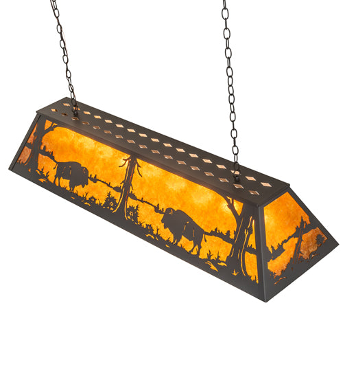 60" Long Buffalo At Lake Oblong Pendant