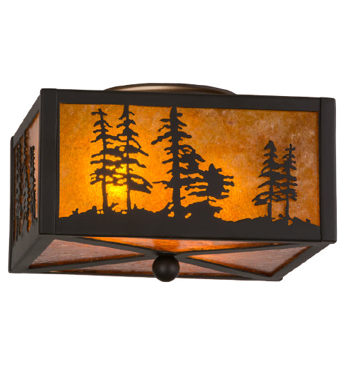 10"Sq Tall Pines Flushmount