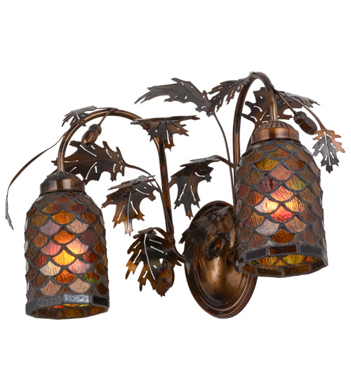 20"W Oak Leaf & Acorn 2 Lt Wall Sconce