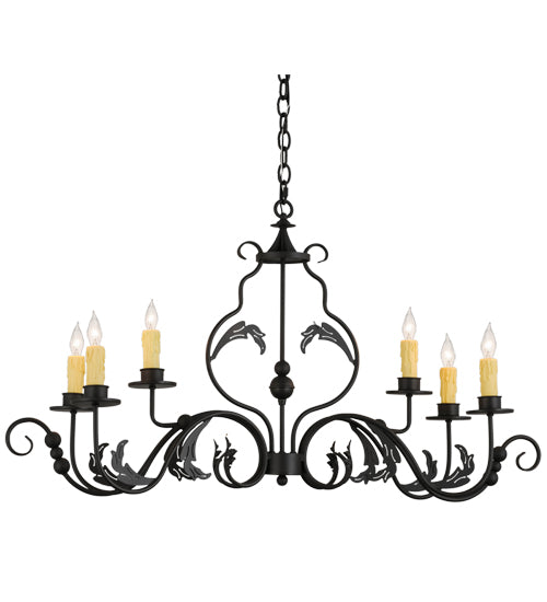 42" Long Augusta 6 Light Oblong Chandelier