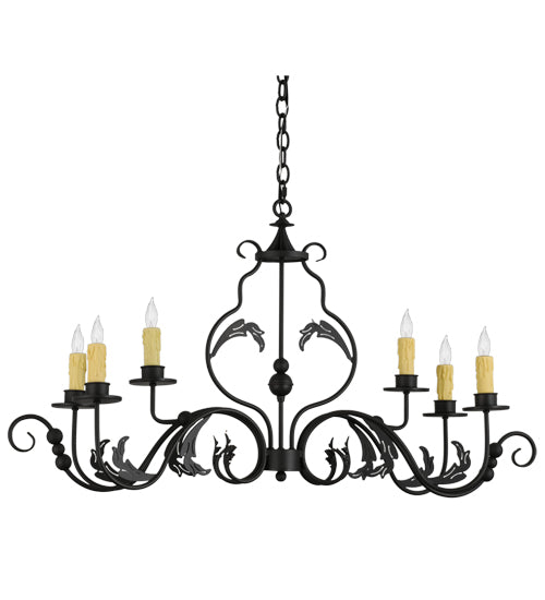 42" Long Augusta 6 Light Oblong Chandelier