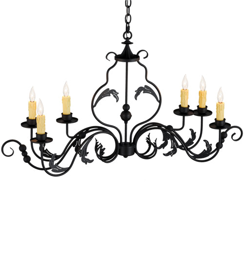 42" Long Augusta 6 Light Oblong Chandelier