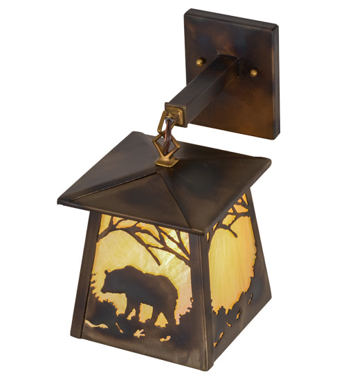 7"W Bear At Dawn Hanging Wall Sconce