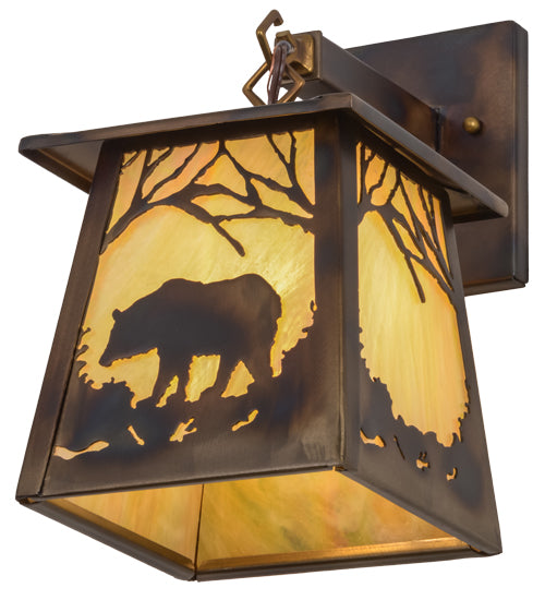 7"W Bear At Dawn Hanging Wall Sconce