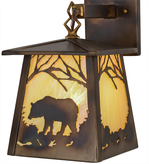 7"W Bear At Dawn Hanging Wall Sconce