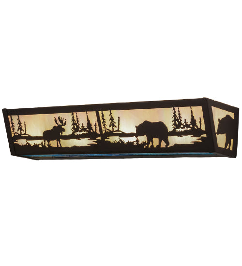 24"W Moose & Black Bear Vanity Light