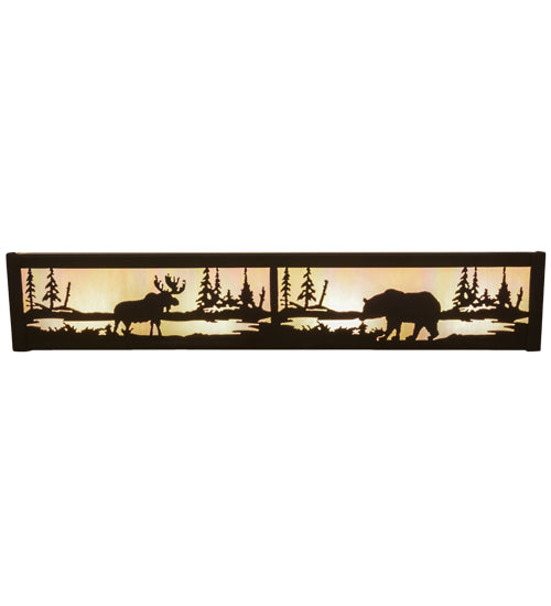 24"W Moose & Black Bear Vanity Light