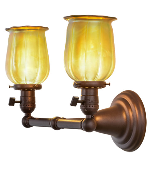 15"W Revival Chelsea Favrile 2 Lt Wall Sconce