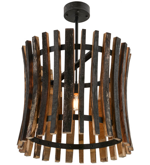 24"W Barrel Stave Madera Pendant