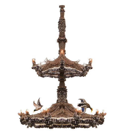 110" Wide Terres Canard 18 Light Two Tier Chandelier