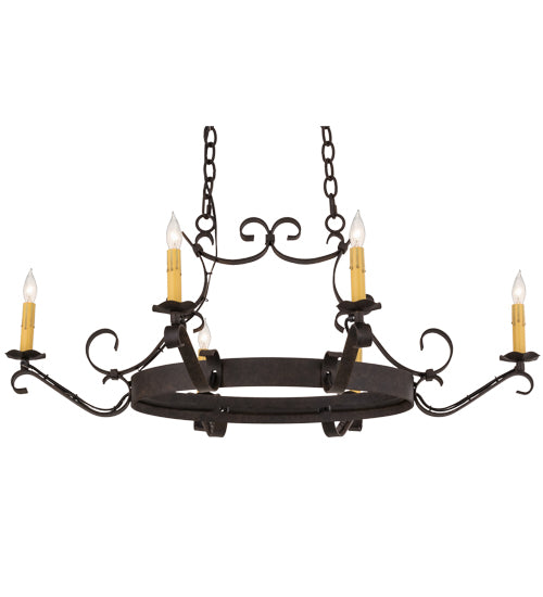 38"L Handforged 6 Lt Oval Chandelier