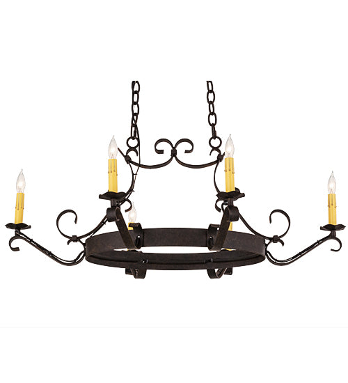 38"L Handforged 6 Lt Oval Chandelier