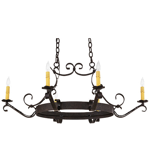 38"L Handforged 6 Lt Oval Chandelier