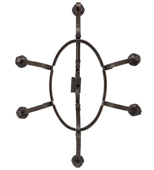 38"L Handforged 6 Lt Oval Chandelier