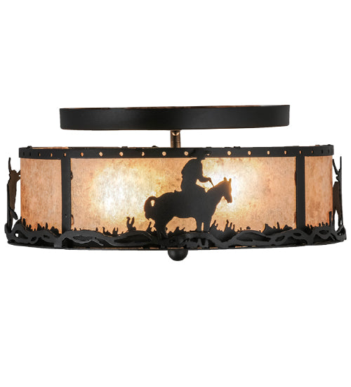 16" Wide Cowboy & Steer Flushmount