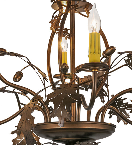 28"W Oak Leaf & Acorn 6 Lt Chandelier