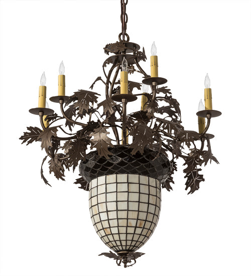 28" Wide Greenbriar Oak 9 Arm Chandelier