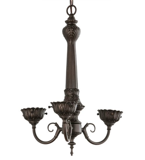 14"W Mahogany Bronze 3 Lt Chandelier Hardware