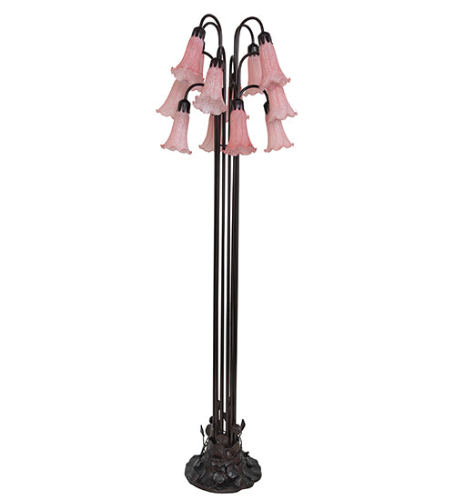 63" High Pink Tiffany Pond Lily 12 Lt Floor Lamp