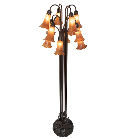 63" High Amber Tiffany Pond Lily 12 Lt Floor Lamp