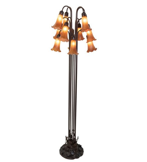 63" High Amber Tiffany Pond Lily 12 Lt Floor Lamp