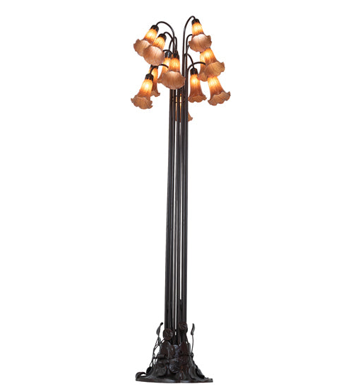 63" High Amber Tiffany Pond Lily 12 Lt Floor Lamp