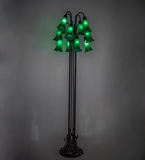 63" High Green Tiffany Pond Lily 12 Lt Floor Lamp