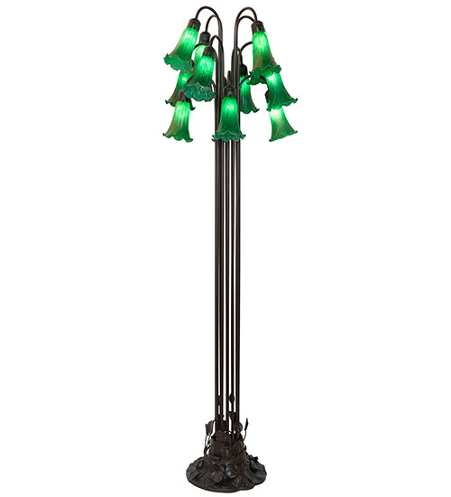 63" High Green Tiffany Pond Lily 12 Lt Floor Lamp